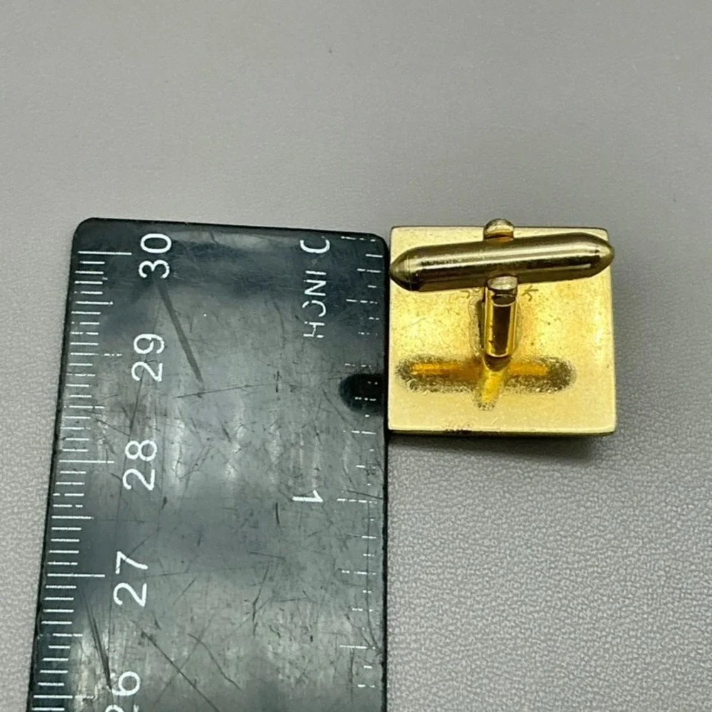 SWANK Vintage Gold Tone Square Mother of Pearl Mens Cufflinks MCM